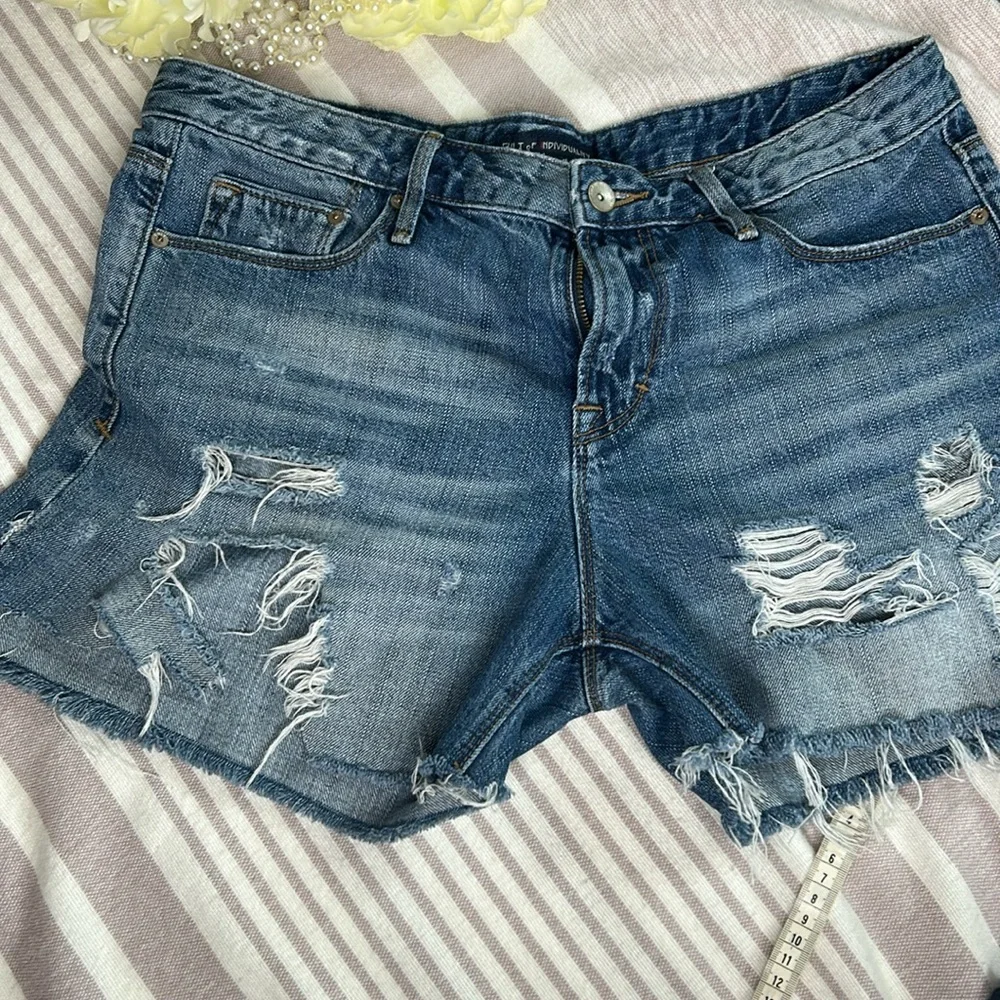 Cult of Individuality Blue Distressed Jean Shorts